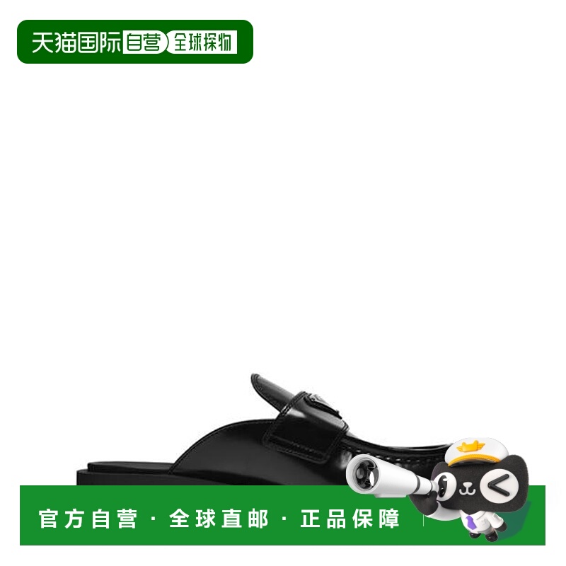 1h可退 潮奢 Prada 普拉达 女士 Tri 皮质凉拖 black黑色 舒适时