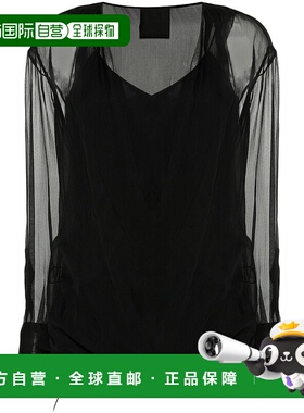 GIVENCHY 女士衬衫 BW618Q152V001 SS2024 黑色 Semi-Sheer Silk