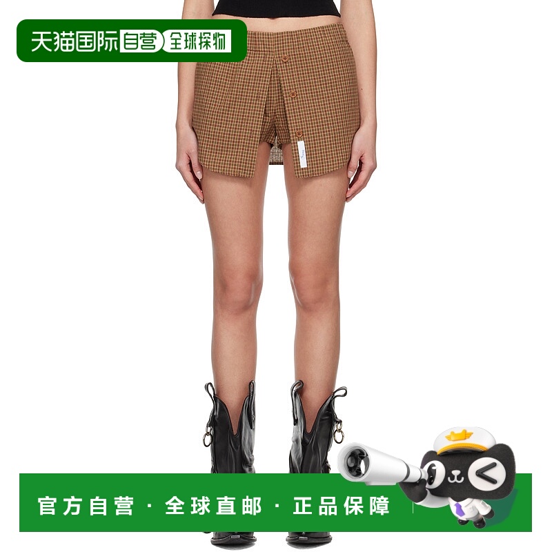 1h可退 潮奢 Praying 女士 独家发售棕色格纹裙裤 PRAYPLASH