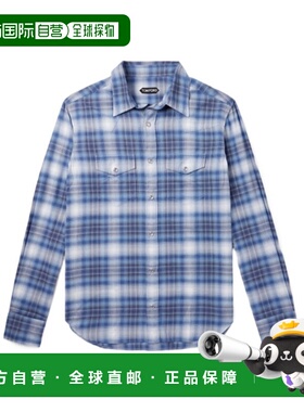 1h可退 TOM FORD 男士衬衫 HDS001FMC243ZBLUE AW2025 蓝色长袖