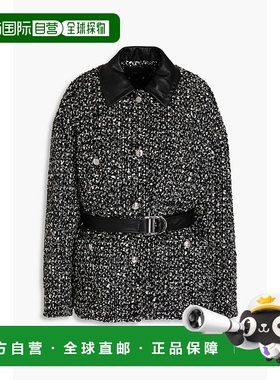 1h可退 潮奢 Maje 女士 boucle-tweed 束带夹克 MFPOU01141NOIRBL
