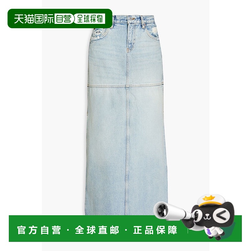 1h可退 潮奢 RE DONE 女士 磨破牛仔长款半身裙 14105WMRSPSKRIPP