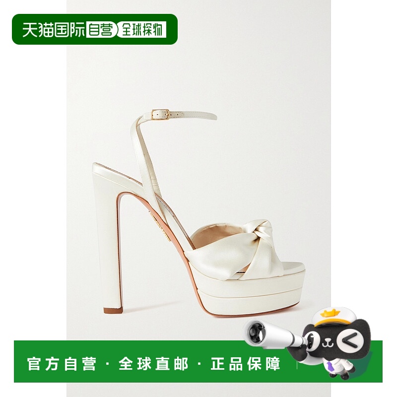 潮奢 AQUAZZURA 女士 Cupid Plateau 130 结饰缎布防水台凉鞋 CPD