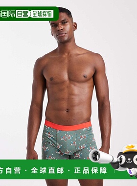 1h可退 潮奢 ASOS 男士 Christmas Feliz Navidad 设计印花绿色内