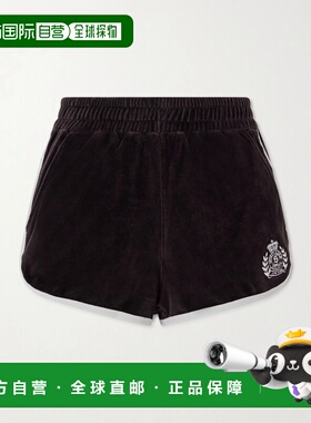 1h可退 潮奢 SPORTY & RICH 女士 cotton-velour 刺绣短裤 SH0486