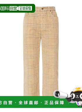 BURBERRY 男士休闲裤 8113484 AW2025 浅棕色 Check Cotton Trous