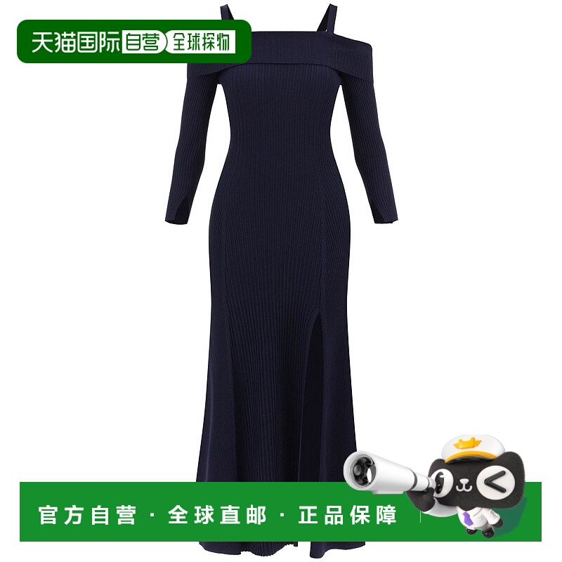 1h可退 GANNI 女士连衣裙 K1989683 AW2023 黑色 Off-shoulder dr