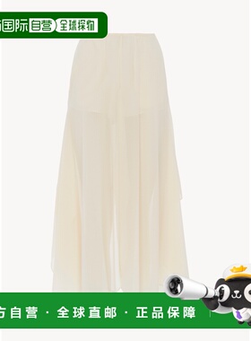 CHLOÉ 女士休闲裤 CH24APA25002114 AW2024 白色 乔其纱露踝休闲