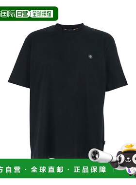 1h可退 潮奢 Hugo Boss 雨果博斯 男士 Front 黑色圆领带Logo拼缀