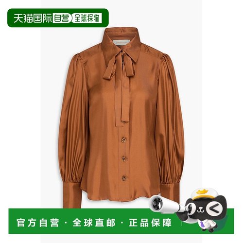 1h可退 潮奢 ZIMMERMANN 女士 蝴蝶结斜纹丝绸衬衫 8123TF241C