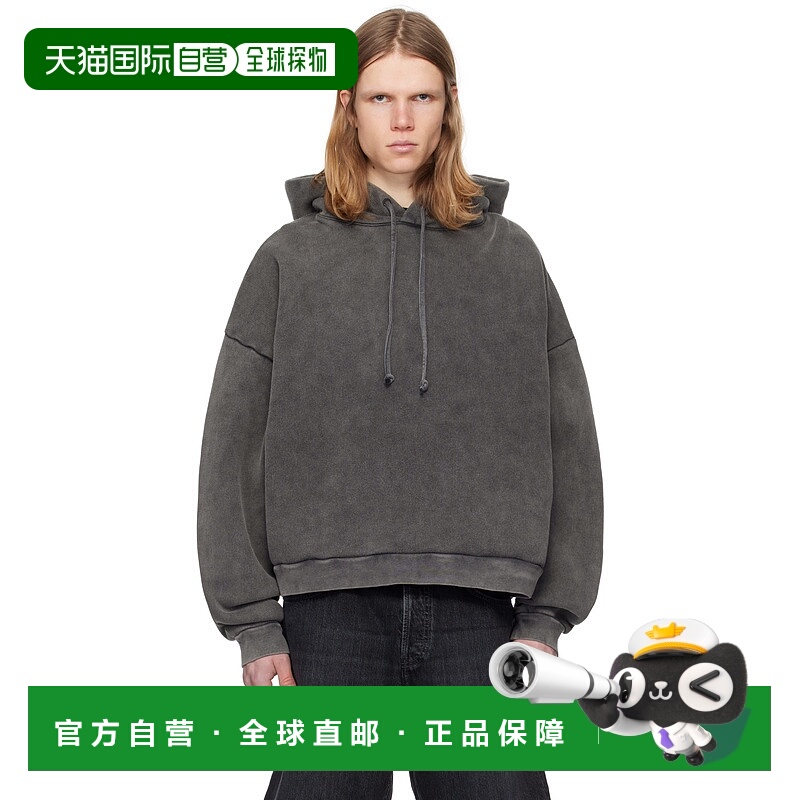 1h可退 潮奢 Acne Studios 艾克妮 男士 黑色徽标贴饰连帽衫 CI01