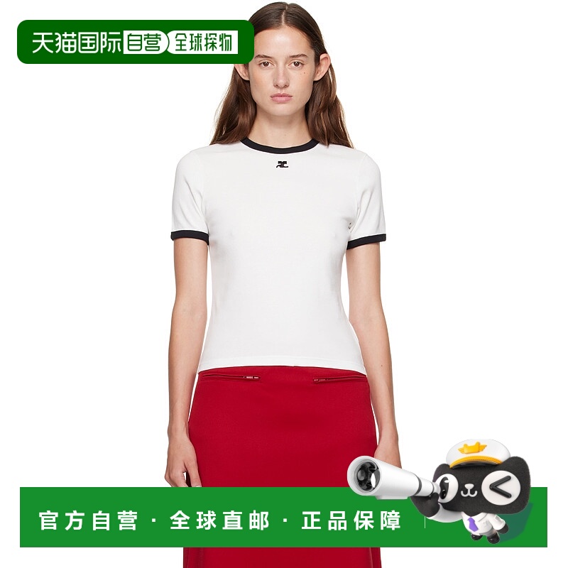 1h可退 潮奢 Courreges 女士 白色 Signature Contrast T 恤 VESJ