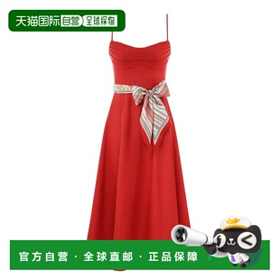 潮奢 ZIMMERMANN 女士 Rebellion 围巾风格亚麻中长连衣裙 6939DC