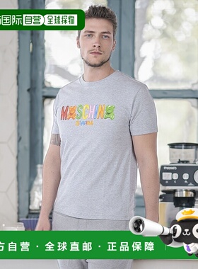 1h可退 MOSCHINO 男士T恤 A19102325GREY SS2022 灰色 徽标T恤
