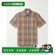潮奢 Vintage Burberry 1h可退 巴宝莉 男士 格紋直下擺襯衫 8079