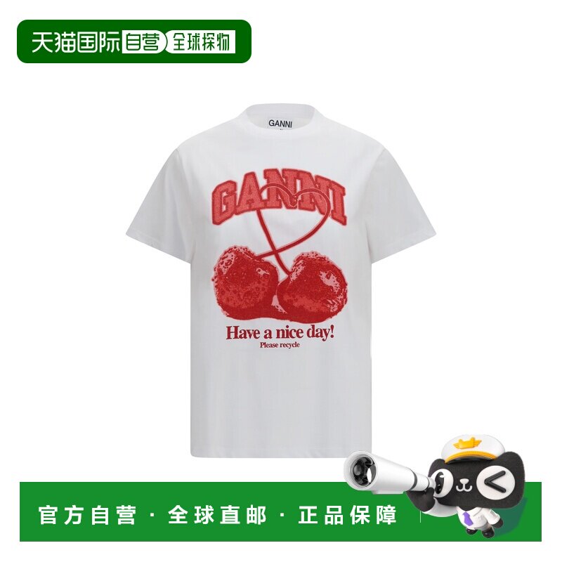 GANNI 甘尼 女士 樱桃红T恤 A1050247151