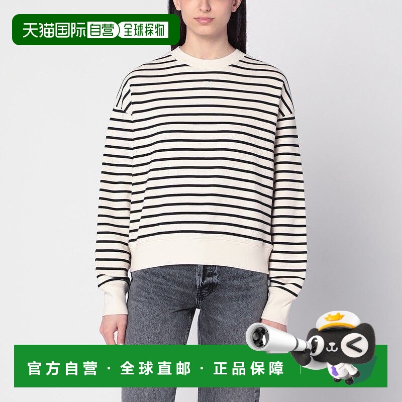 1h可退 潮奢 ANINE BING 女士 DEAN 象牙白/黑条纹运动衫 A081143