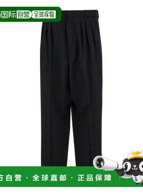 KENZO 男士休闲裤 FE65PA2149GE99 AW2024 黑色 褶裥精裁裤