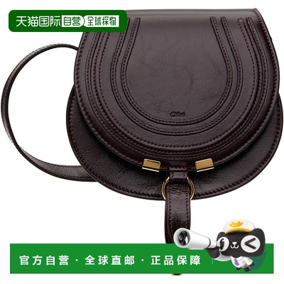 1h可退 潮奢 Chloe 蔻依 女士 酒红色小号 Marcie Saddle 单肩包