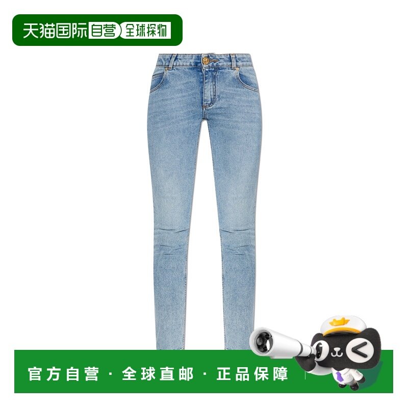 BALMAIN 女士牛仔裤 FF0MF070DF976AW AW2025 浅蓝色直筒裤
