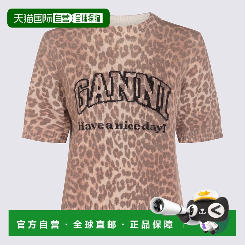 1h可退 GANNI 女士T恤 K2500943 AW2025 棕色 Graphic Wool Mix P