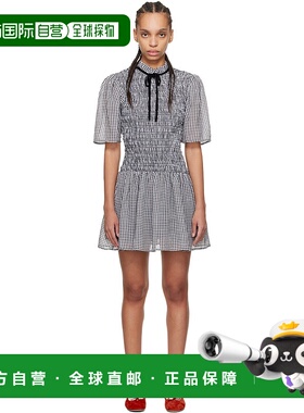 1h可退 潮奢 GANNI 甘尼 女士 黑色 & 白色 Sheer Check Mini Smo