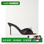 潮奢 AQUAZZURA 1h可退 女士 Mystery 水晶装 饰皮革边雪纺凉拖