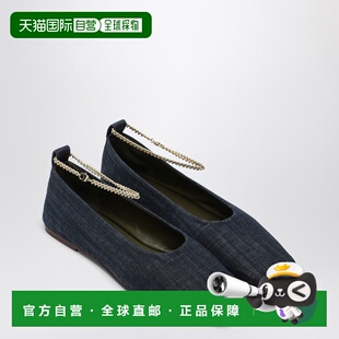 Luca Maria 女士 Augusta 1h可退 海军蓝牛仔布芭蕾平底鞋 潮奢