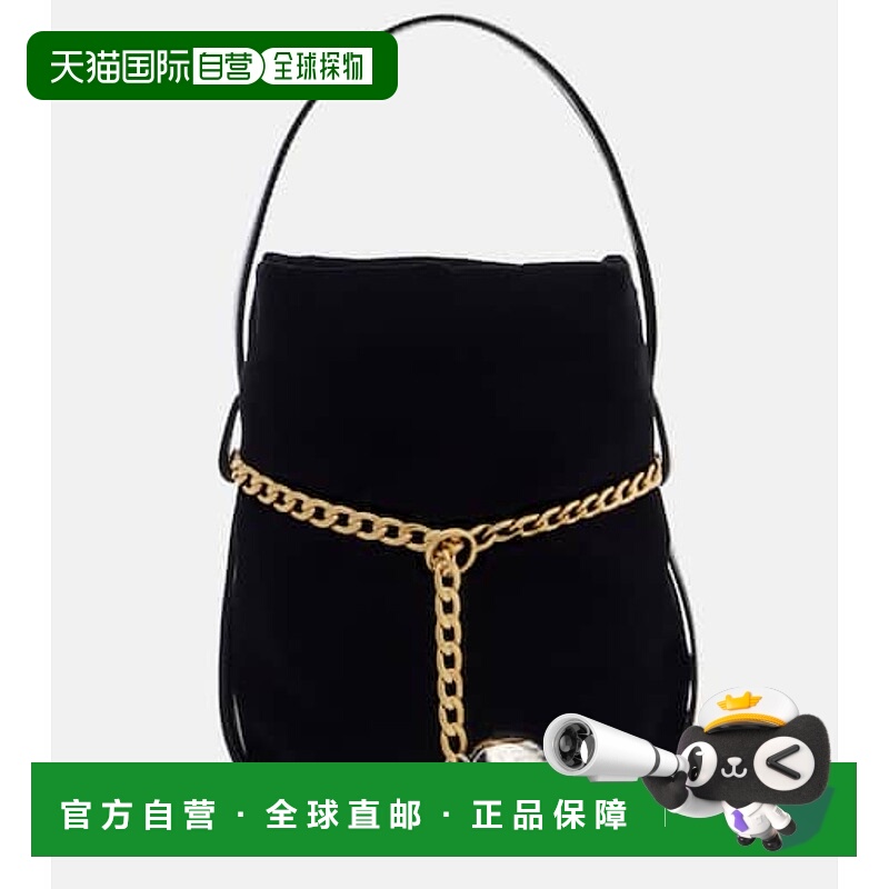 1h可退 潮奢 Prada 普拉达 女士 Petit Sac 黑色天鹅绒水桶包