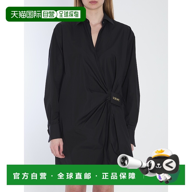 1h可退 LOEWE 女士大衣 S540Y09XSN1100 SS2025 黑色 长袖衬衫连