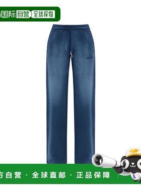 OFF-WHITE 女士休闲裤 OWCH022F25FLE0024D4D CO 蓝色卫裤阔腿裤