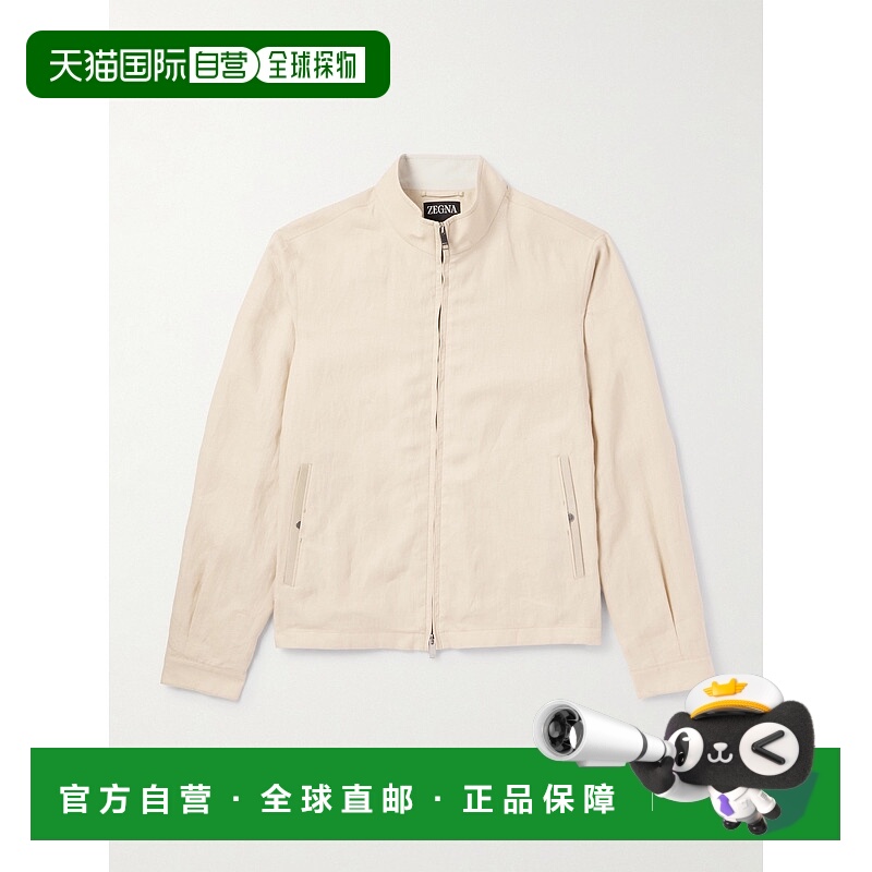 1h可退 潮奢 zegna 杰尼亚 男士 Oasi 皮革边亚麻夹克 UDT58A7D10