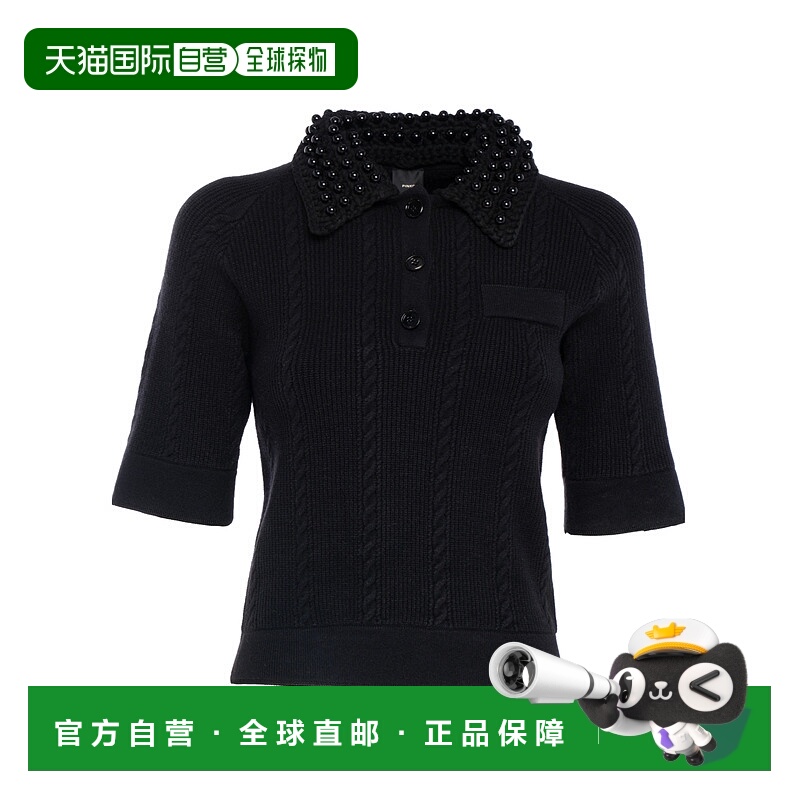 1h可退 PINKO 女士POLO衫 105484A2QZZ99 AW2025 黑色 短袖针织衫