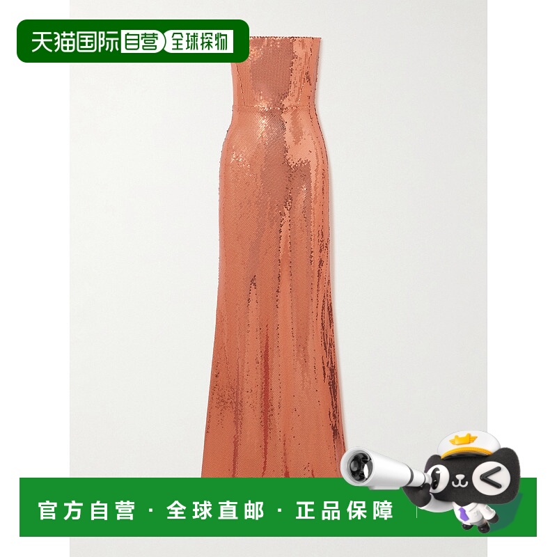 1h可退 潮奢 ALEX PERRY 女士 无肩带珠片网纱礼服 D1508PF25COPP