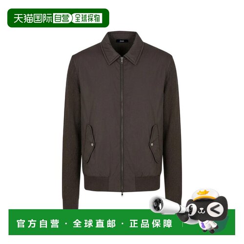 HERNO 男士外套 MC000208U721252600 SS2026 褐色 拼接华夫格纹轻