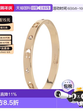 COACH 专柜款女士简约百搭经典C字标手镯 礼盒装440616GLD710