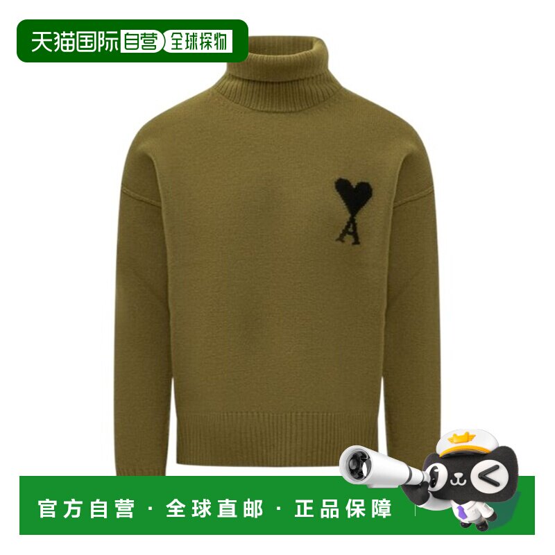 Ami Paris 男士针织毛衣 UKS8390182988 AW2025 绿色长袖高领
