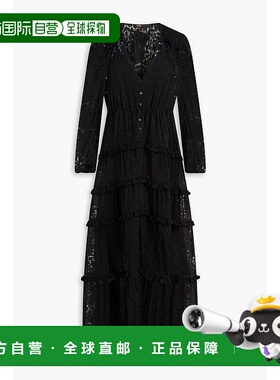 1h可退 潮奢 Maje 女士 devore-organza 荷叶边中长连衣裙 MFPRO0