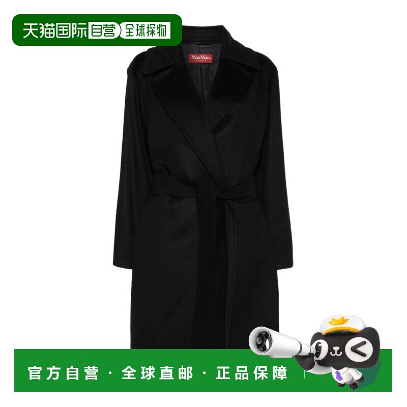 MAX MARA 女士大衣 6016095106013 AW2025 黑色 羊毛长袍大衣
