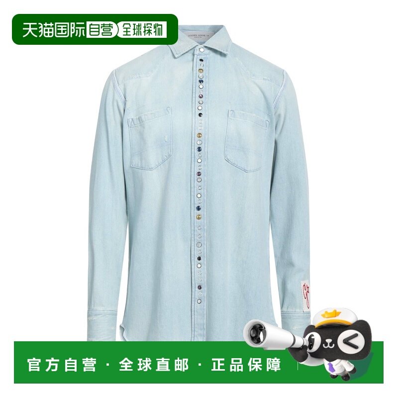 1h可退 潮奢 GOLDEN GOOSE 男士 牛仔布衬衫 blue蓝色 舒适时尚,男装,衬衫,淘宝优惠券,粉丝福利购,淘宝优惠卷