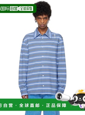 1h可退 潮奢 Marni 玛尼 男士 蓝色 & 白色条纹 Polo 衫 POMU0042