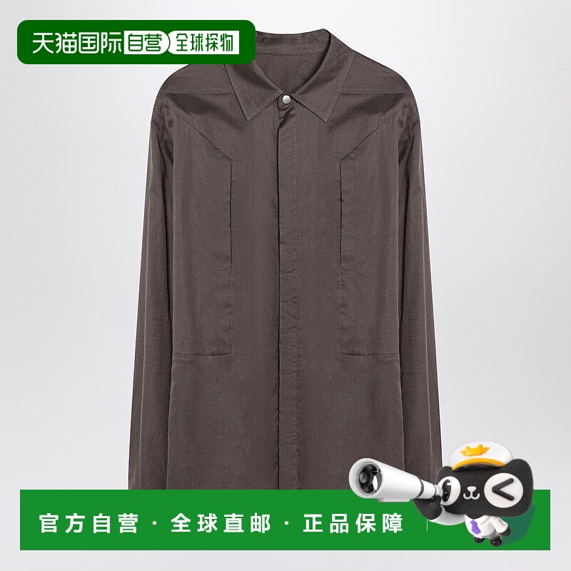 1h可退 RICK OWENS 男士衬衫 RU01E5237CV34 SS2025 灰色