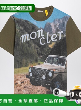 1h可退 潮奢 Moncler Genius 男士 绿色印花棉质T恤 8C0000389AB9