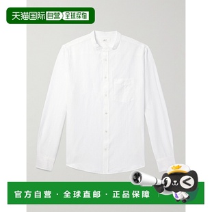 男士 旧式 MPS241 1h可退 衣领有机棉麻混纺绉条纹衬衫 潮奢