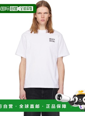 1h可退 潮奢 Sacai 男士 白色 geoff sacai 系列刺绣 T 恤 260112