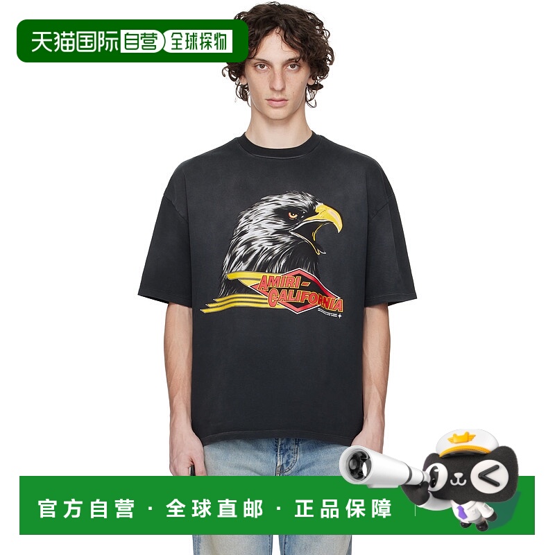 潮奢 AMIRI 男士 黑色 Eagle Oversized T 恤 AMJYTE1209