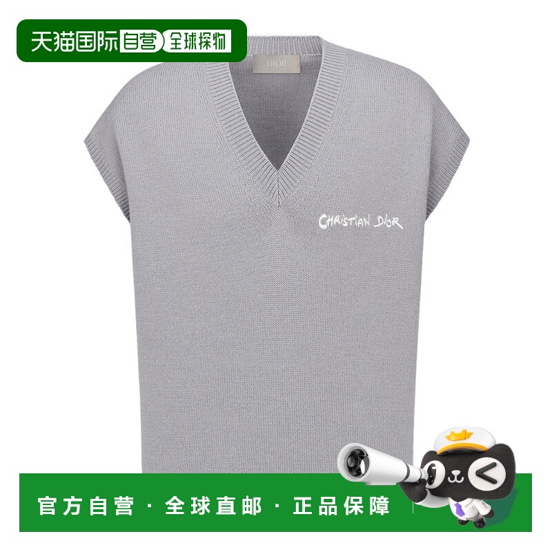 1h可退 DIOR 男士针织毛衣 443M647AT879C880 AW2024 灰色 徽标羊
