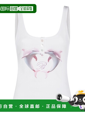 1h可退 潮奢 Blumarine 蓝色情人 女士 白色棉质上衣 P622T121A