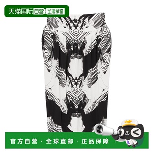 黑色 BURBERRY SS2022 45641951 印花褶皱平纹针织半 女士半身裙