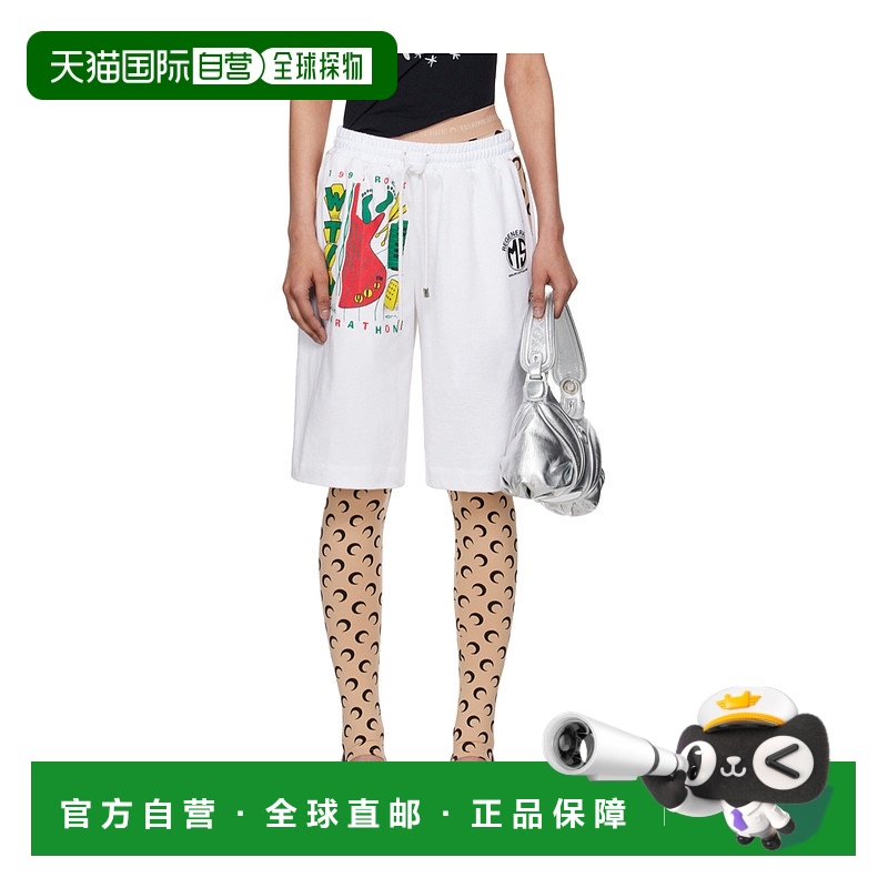 1h可退 MARINE SERRE 女士短裤 MSH007WH10WHITE SS2024松紧抽绳